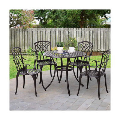 Moderne design stijl ijzeren raam gegoten aluminium eetkamermeubelen met ronde tafel