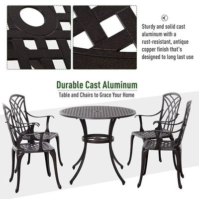 Moderne design stijl ijzeren raam gegoten aluminium eetkamermeubelen met ronde tafel