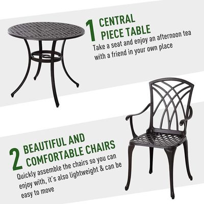 Moderne design stijl ijzeren raam gegoten aluminium eetkamermeubelen met ronde tafel