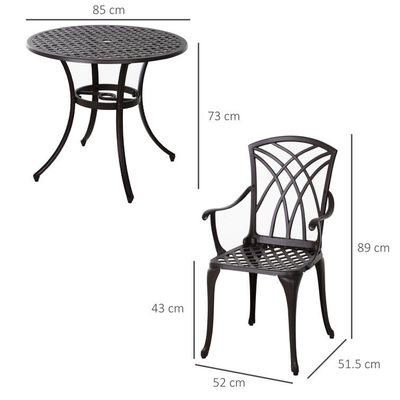 Moderne design stijl ijzeren raam gegoten aluminium eetkamermeubelen met ronde tafel