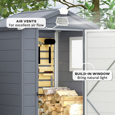 Duurzame samenleving waterdicht kunststof tuinhuis met aluminium frame en gereedschapshut