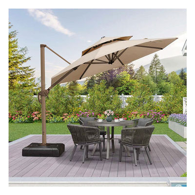 Buitentuin Patio 360 graden Rotatie Aluminium Dubbel dak paraplu Deluxe Parasol