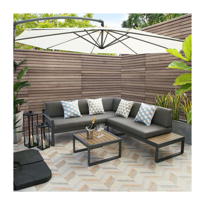 Tuinset AJUNION L-vormige sectiesofa met UKFR kussen en aluminium frame
