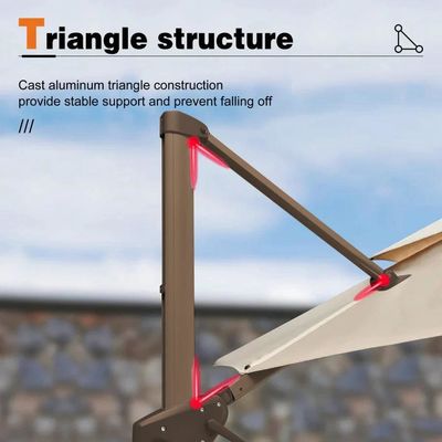 Buitentuin Patio 360 graden Rotatie Aluminium Dubbel dak paraplu Deluxe Parasol