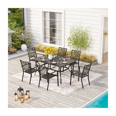 Outdoor dining set met stapelbare stoel AJUNION Metalen restaurantmeubilair