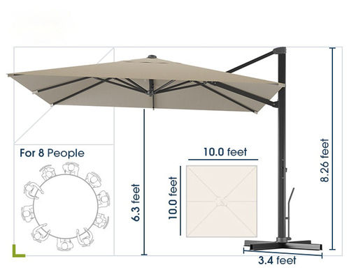 AJUNION 10ft Aluminium Luxe Patio Parasol Auto Tilt Waterdicht Parasol voor buiten