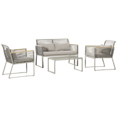 AJUNION Tuin Set met handgeweven PE Rattan en Aluminium Frame W59.5 x D68.5 x H79cm