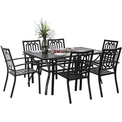 Outdoor dining set met stapelbare stoel AJUNION Metalen restaurantmeubilair