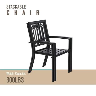 Outdoor dining set met stapelbare stoel AJUNION Metalen restaurantmeubilair