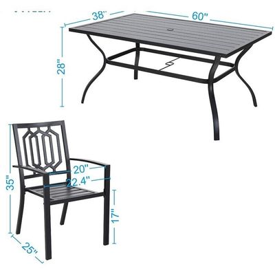 Outdoor dining set met stapelbare stoel AJUNION Metalen restaurantmeubilair