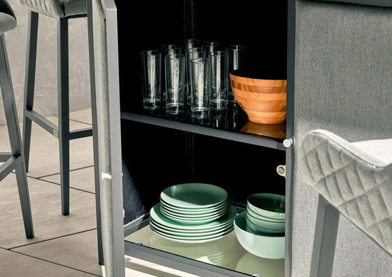 Postverpakkingsvergadering All Weather Outdoor dining set met open haard tafel