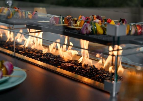 Postverpakkingsvergadering All Weather Outdoor dining set met open haard tafel
