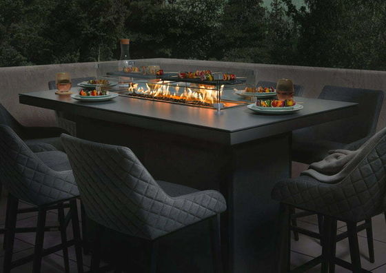 Postverpakkingsvergadering All Weather Outdoor dining set met open haard tafel