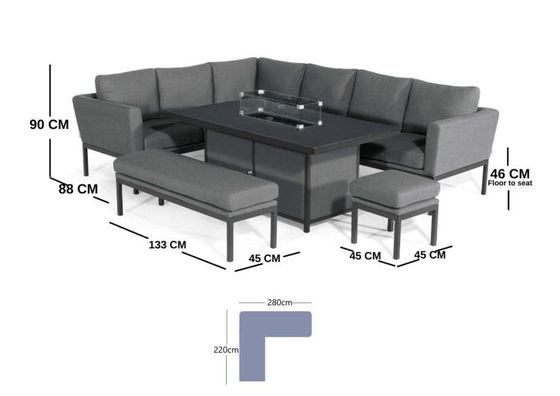 Postverpakking Y AJUNION Luxe buitenstof Terrasse meubels Eetkamer met open haard tafel