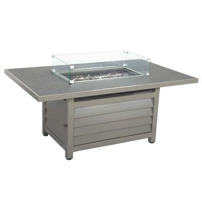 Metalen AJUNION 6 zitplaatsen Buitenmeubelen met vuurput Tafel en touw weef fauteuil