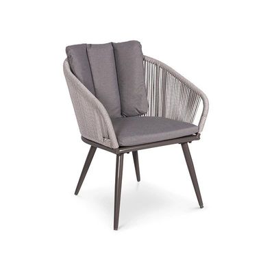 Metalen AJUNION 6 zitplaatsen Buitenmeubelen met vuurput Tafel en touw weef fauteuil