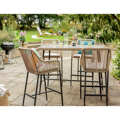 Modern Design AJUNION Metalen 4 zitplaatsen Tuin Bar Set Rattan Weave Outdoor Eet Set