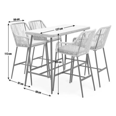 Modern Design AJUNION Metalen 4 zitplaatsen Tuin Bar Set Rattan Weave Outdoor Eet Set