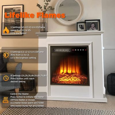 18 inch elektrische open haard muur gemonteerd met verstelbare thermostaat en afstandsbediening