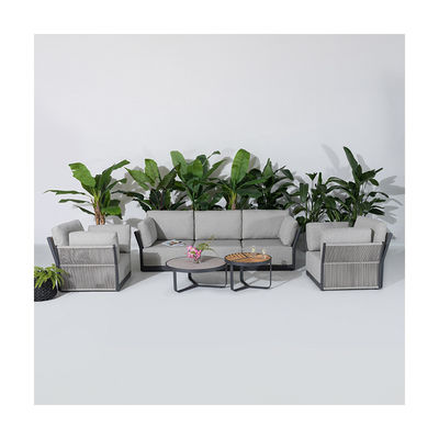 Commerciële villa buitenbank met aluminium frame en salontafel Dia80 x H33cm