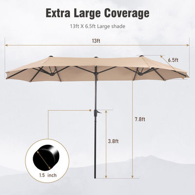 AJUNION 15ft dubbelzijdig waterdicht rechthoekig parasol met vervaagwerend luifel