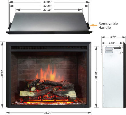 Ervaar de warmte en sfeer van de moderne AJUNION 33 inch elektrische open haardverwarmer