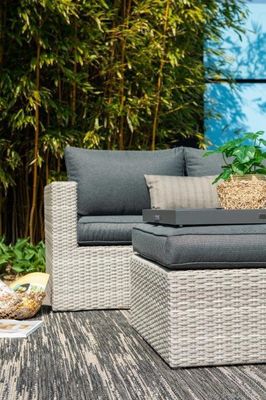 AJUNION Outdoor L-vormige hoekbank van rotan Terrasse meubels W155 x D85.5 x H65cm