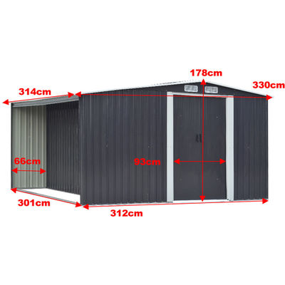 Rodent Proof AJUNION Buitentuinhuis met brandhoutopslag W329xD313xH178cm