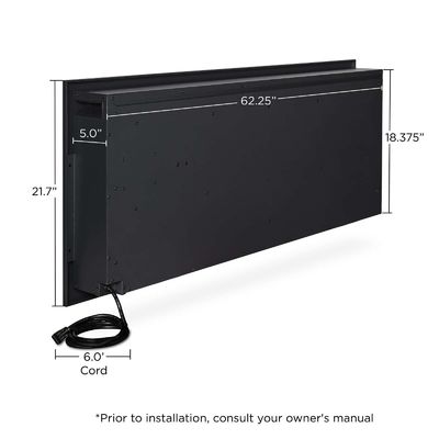 Moderne muur gemonteerde elektrische open haard met 6 vlam kleuren en 3d waterdamp
