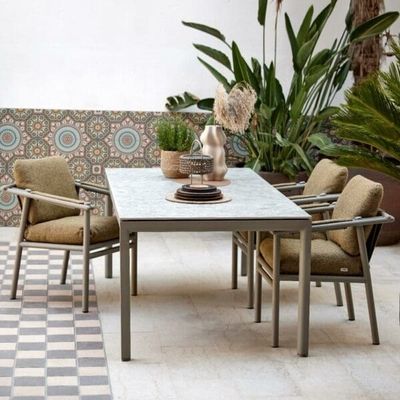 Minimalistische eetkamer set AJUNION Luxe aluminium meubels voor tuin of huis