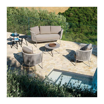 Villa Outdoor Sofa Set met staal frame en handgemaakte touw AJUNION Luxe tuin set