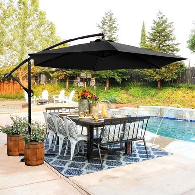 Patio paraplu 10ft staal frame waterdicht zonnescherm parasol voor buiten hangende offset