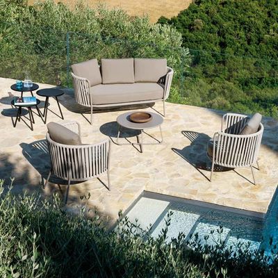 Villa Outdoor Sofa Set met staal frame en handgemaakte touw AJUNION Luxe tuin set
