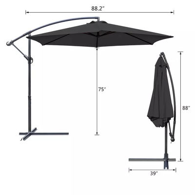 Patio paraplu 10ft staal frame waterdicht zonnescherm parasol voor buiten hangende offset