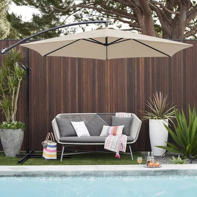 Patio paraplu 10ft staal frame waterdicht zonnescherm parasol voor buiten hangende offset