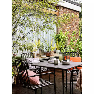 4 zitplaatsen metalen staal buitemeubilair tuin set met vierkante tafel en eetstoelen