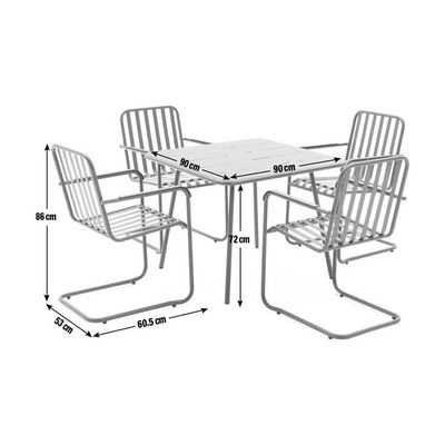 4 zitplaatsen metalen staal buitemeubilair tuin set met vierkante tafel en eetstoelen