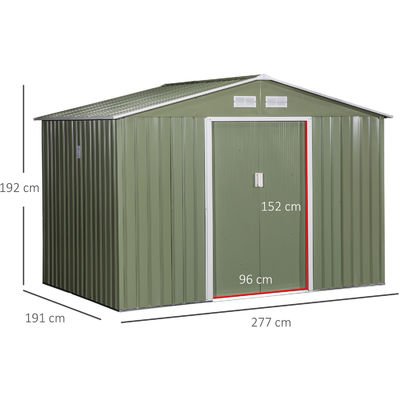 64.5kg gegalvaniseerd staal opslag schuur AJUNION 9 x 6ft 2 deuren voor tuinbouw schuur