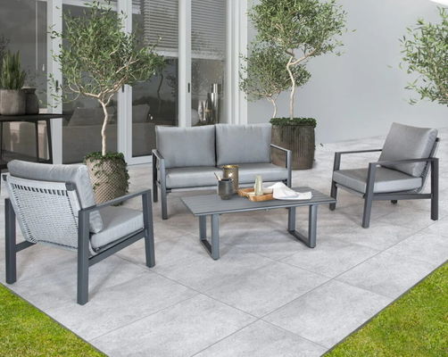 Beach Relaxation AJUNION's Luxe Geweven touw Tuinbank Aluminium Frame Lounge Set