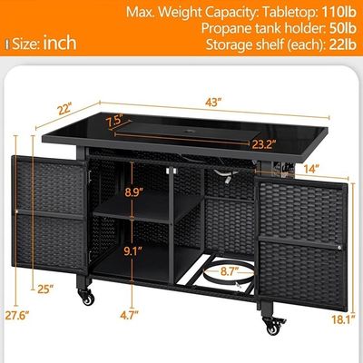 Klantgrootte Moderne buiten terras Draagbare open haard Tafeltop Gasrookloze open haard