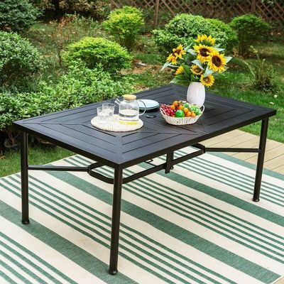 Stijlvol en functioneel AJUNION Tuin Set met L64 x W39 x H29 Inch Eettafel Grootte