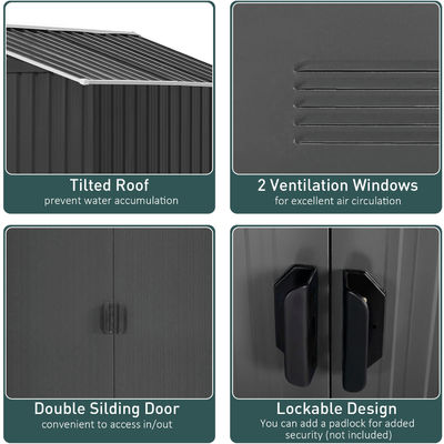 Kleuren staal plaat gegalvaniseerd staal buitentuin met dak metalen opslag schuur AJUNION 8x6ft
