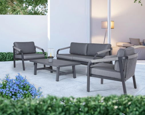 Waterdicht polyesterstof Buitenmeubelen Tuin touw weefsofa Patio Lounge Set