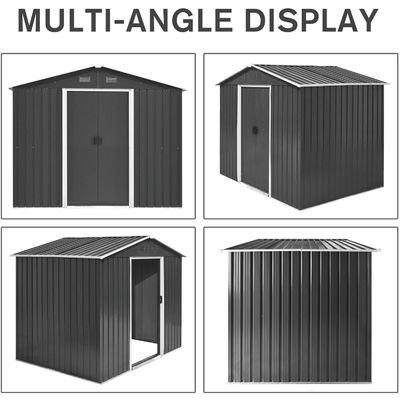 Kleuren staal plaat gegalvaniseerd staal buitentuin met dak metalen opslag schuur AJUNION 8x6ft
