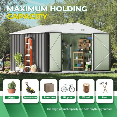 Buitenopslaggereedschappen Schuur Metalen huis van grote grootte 8x10 ft met 66,5 inch hoge stalen deuren