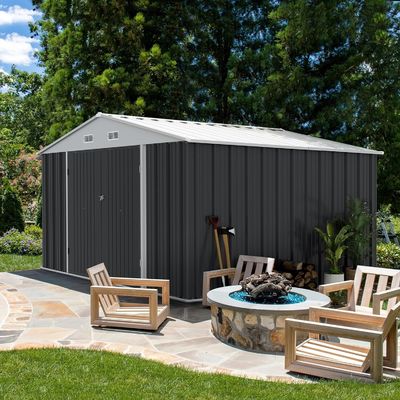 Buitenopslaggereedschappen Schuur Metalen huis van grote grootte 8x10 ft met 66,5 inch hoge stalen deuren