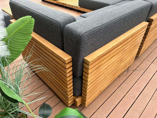7 zitplaatsen Luxe Teak Hout Outdoor Patio Sofa Set Armless Sofa Grootte W99 x D104 x H56cm
