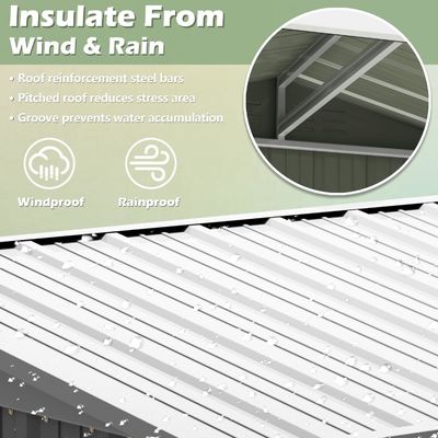 Poederbedekte AJUNION Metalen tuin schuur met dubbele sluitbare deur 50"D x 78.3"W x 74.2"H