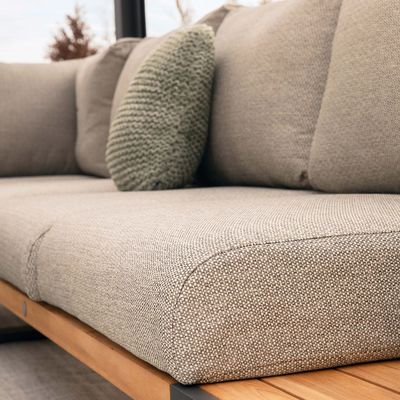 Moderne stijlvolle teakhouten buitenhoeksofa lounge set voor commercieel hotel villa