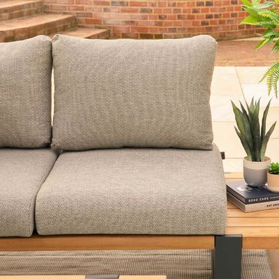 Moderne stijlvolle teakhouten buitenhoeksofa lounge set voor commercieel hotel villa